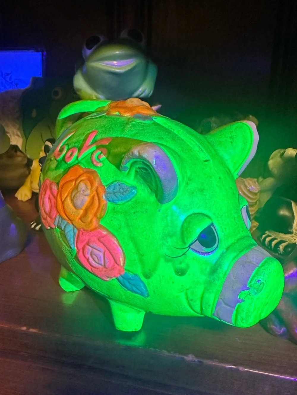Vintage Holiday Fair Dayglo piggy bank